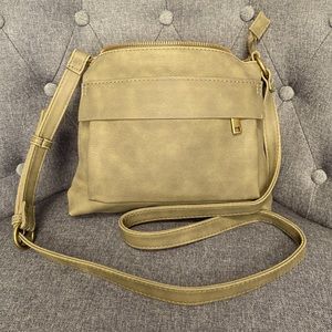 Army green cross body or shoulder purse.